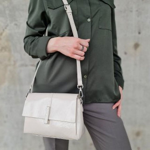 Женская кожаная сумка трапеция через плечо 0078-14