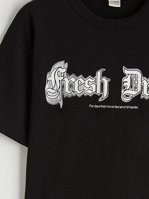 Bisiklet Yaka Bask?l? Erkek ?ocuk Ti??rt