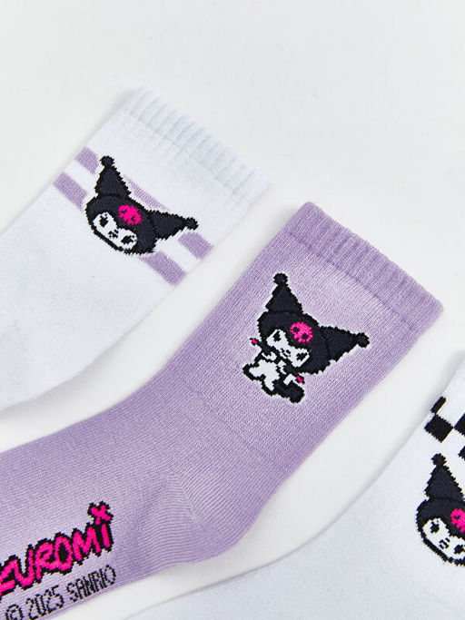Kuromi Desenli K?z ?ocuk Soket ?orap 3l?
