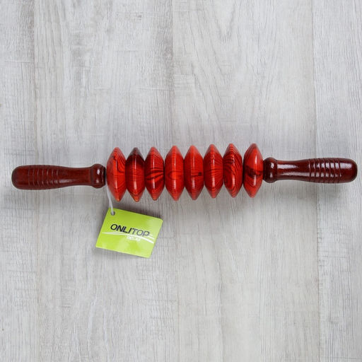 Массажёр «Скалка», универсальный, 36×6 см, 8 дисков, деревянный