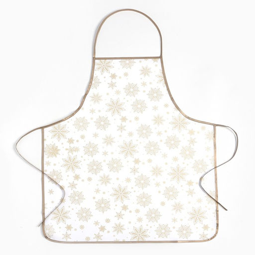 Кухонный набор Доляна. Снежинки: прихватка 17?17 см, варежка 26?16 см, фартук 70?80 см, золотой, 100% п/э