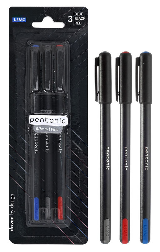 Набор шарик.ручек Linc PENTONIC ассорти 3 цв. 0,7 мм 3 шт кругл. корп.