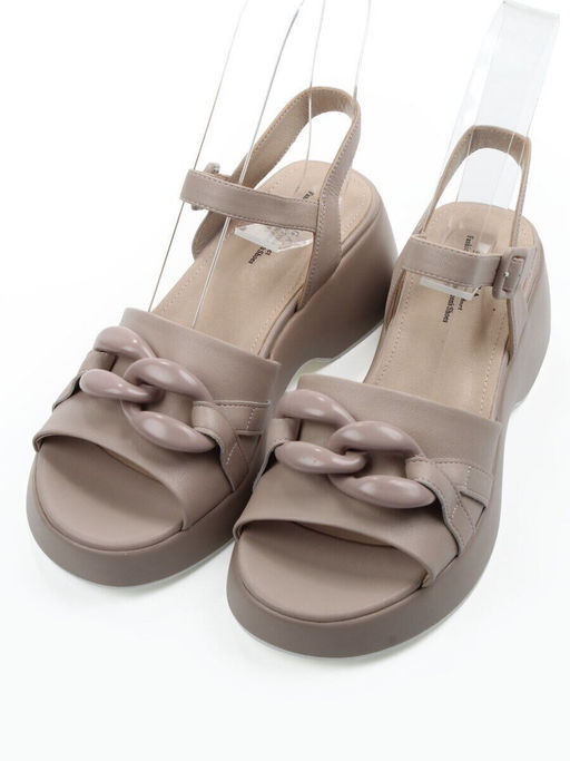 08-XL693-3 GRAY/BEIGE Босоножки женские (натуральная кожа)