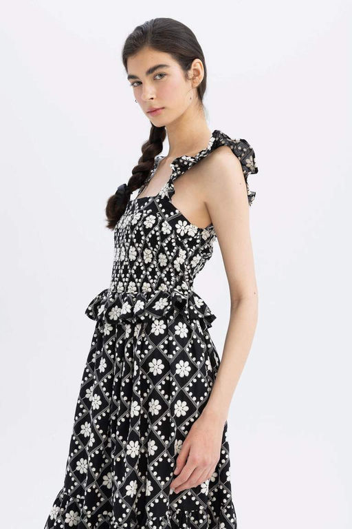 Платье миди с квадратным вырезом и бретелями Lug Von Siga x DeFacto  фото 7