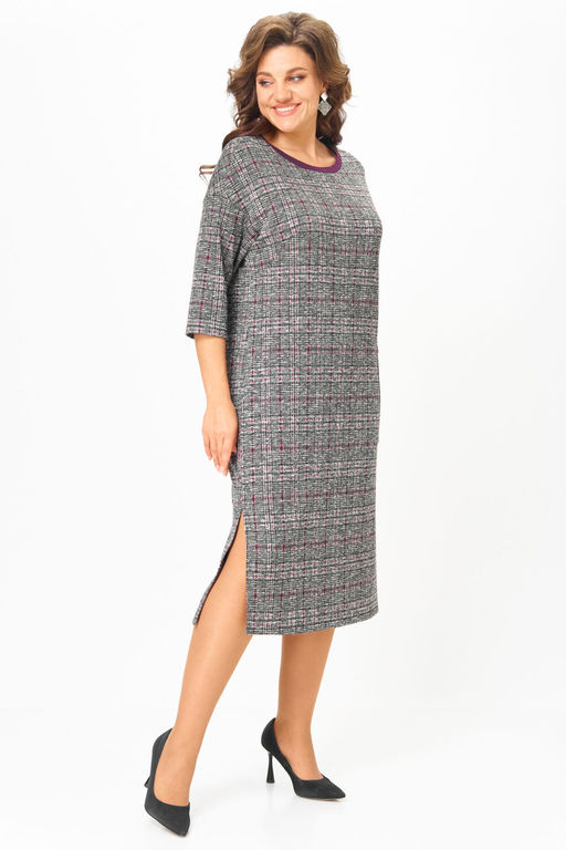 Платье Michel Chic 2191 бордо, серый, клетка