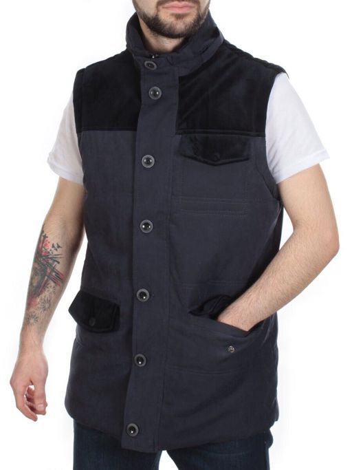 J830111 DEEP BLUE Куртка-жилет мужская зимняя NEW B BEK (100 гр. синтепон и искусственный мех)
