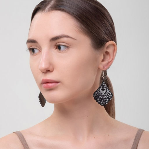Серьги висячие Шелест восточная капля, ажур, блестка, цвет чёрный, 7,5см - Queen fair фото 3