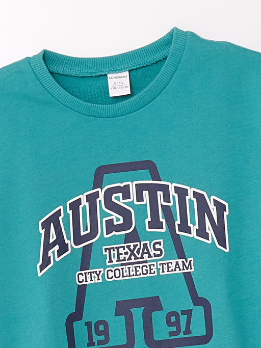 Bisiklet Yaka Uzun Kollu Bask?l? Erkek Bebek Sweatshirt