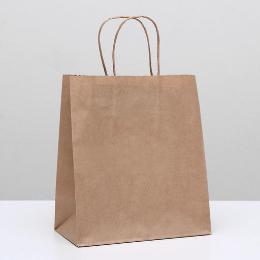 Цена за 20 шт. Пакет крафт без печати, круглая ручка 22×12×28 см