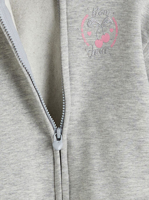 Kap??onlu Nak??l? K?z ?ocuk Fermuarl? Sweatshirt