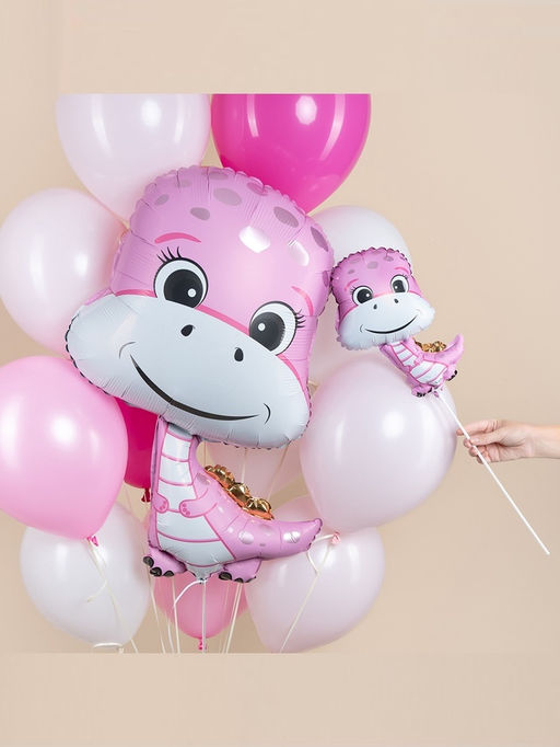 Воздушный шар фольгированный 15" «Динозаврик девочка», 5 шт.