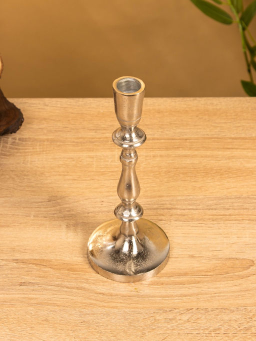 Подсвечник "Зима" 8,5х8,5х21 см, алюминий, цв. Серебро