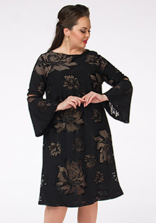 3898/5 Платье из мягкой ткани-ришелье с крупным дизайном на бежевой  трикотажной подкладке. - Ckc collections фото 7