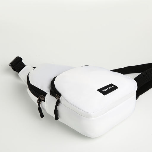 Сумка-слинг на молнии TEXTURA, наружный карман, белая