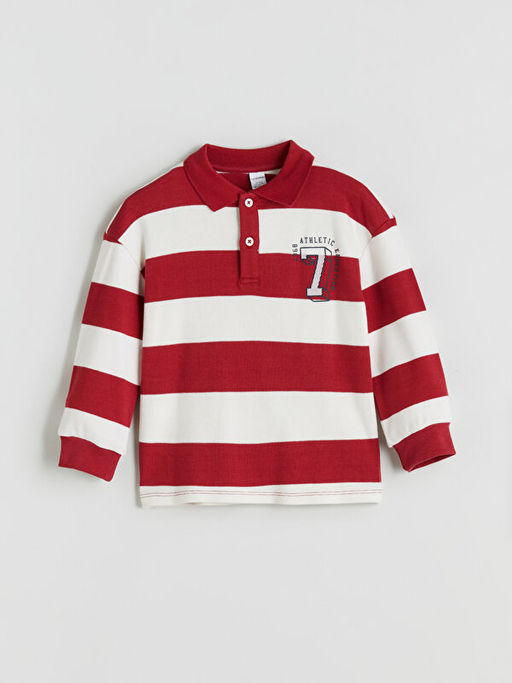 Polo Yaka ?izgili Erkek ?ocuk Sweatshirt