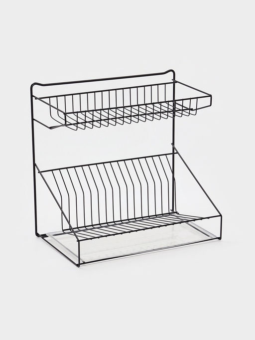 Посудосушитель настольный с поддоном, 38,5*38,5*24 см, цвет черный