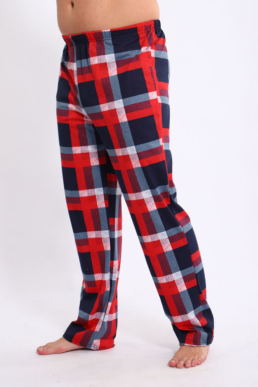 Брюки домашние мужские из кулирки красная клетка макси