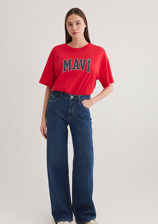 Mavi Logo Bask?l? K?rm?z? Tisort  фото 3