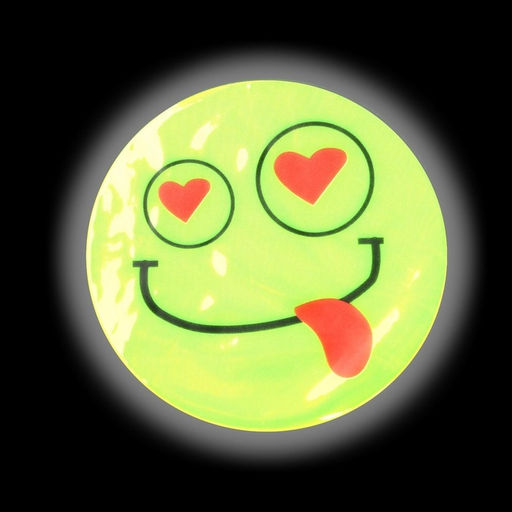 Цена за 5 шт. Светоотражающие наклейки «Смайлы», d=6.5 см, 6 шт. на листе, салатовые