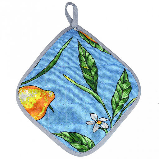 Кухонный комплект "Лимон, вид 4": прихватка-варежка 15х30см + прихватка 20х20см, рогожка 171г/м2, хлопок 100%, наполнитель - ватин 280г/м2, на пластмассовом подвесе, "Домашняя мода" (Россия)