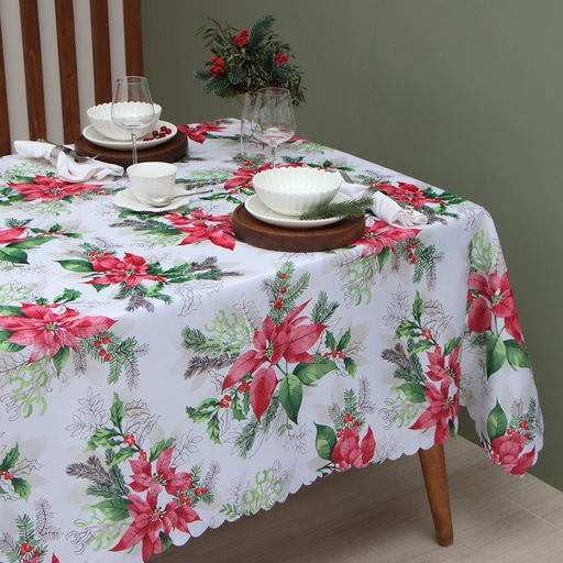 Скатерть Доляна Рождественский букет 145*220 см, 100% п/э  фото 2