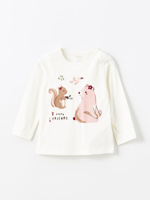 Bisiklet Yaka Uzun Kollu Bask?l? K?z Bebek Pijama Tak?m? 2li - Waikiki фото 2