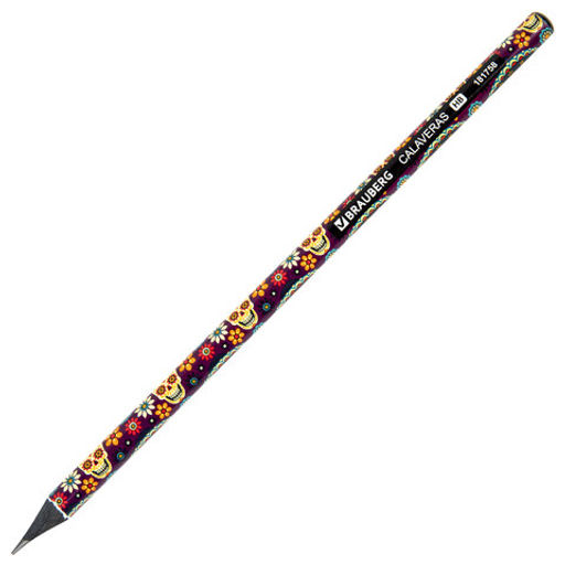 Цена за 4шт. Карандаш чернографитный BRAUBERG "CALAVERAS", 1 шт., HB, корпус ассорти