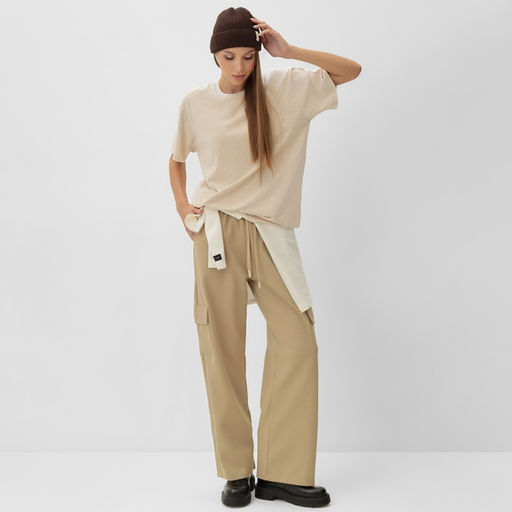 Футболка из вареного хлопка женская Mist Don't touch me, размер L, молочная