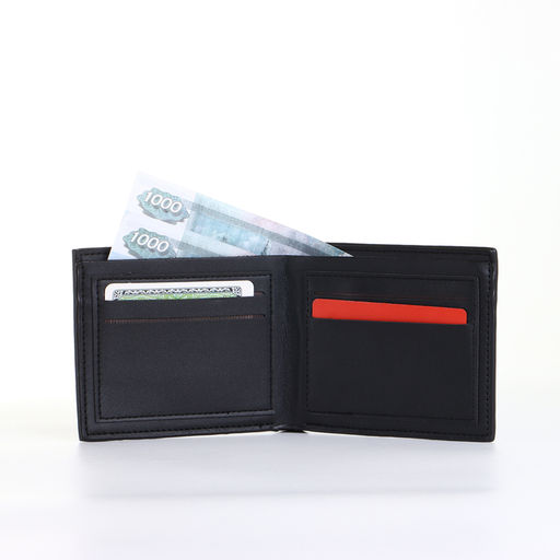 Портмоне мужское, без застёжки, чёрное