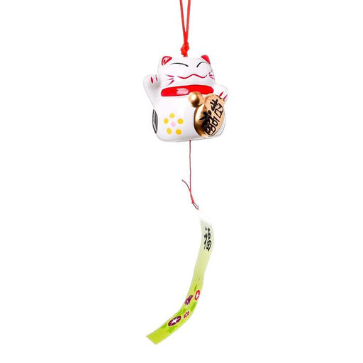 Сувенир керамика колокольчик Манэки-нэко белый 6х6,5х5,5 см - Simaland фото 6