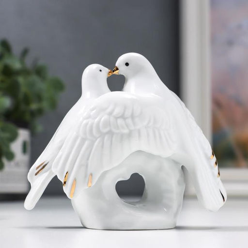 Фигурка керамика 2 голубя на камушке, стразы, 9?10?3.7 см