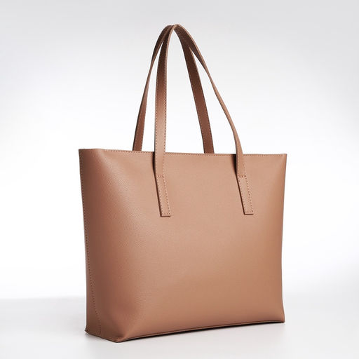 Сумка-шопер женская TEXTURA на молнии, размер 34×11×31 см, однотонная, бежевая