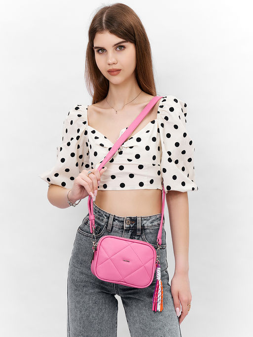 LACCOMA сумка Долли-ЛЦ802-светлая фуксия эко кожа хлопок фото 7