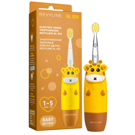 Детская электрическая звуковая зубная щетк Revyline RL 025 Baby, желтая