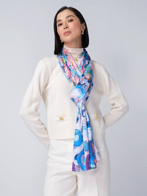 Большой, мягкий, тонкий и очень нежный двусторонний палантин с рисунком - Tantino фото 5