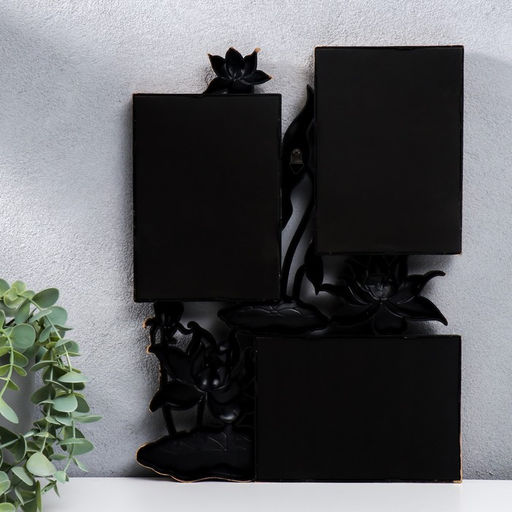 Фоторамка - коллаж на 3 фото 10?15 см Лотосы, т. Золото, 36?27 см