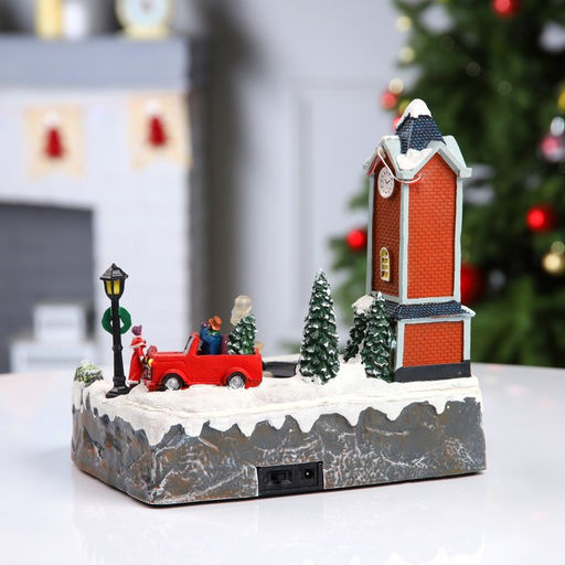 Светодиодная фигура «Ратуша» 25.5×25.5×21 см, полистоун, от батареек АА×3, USB, свечение мульти