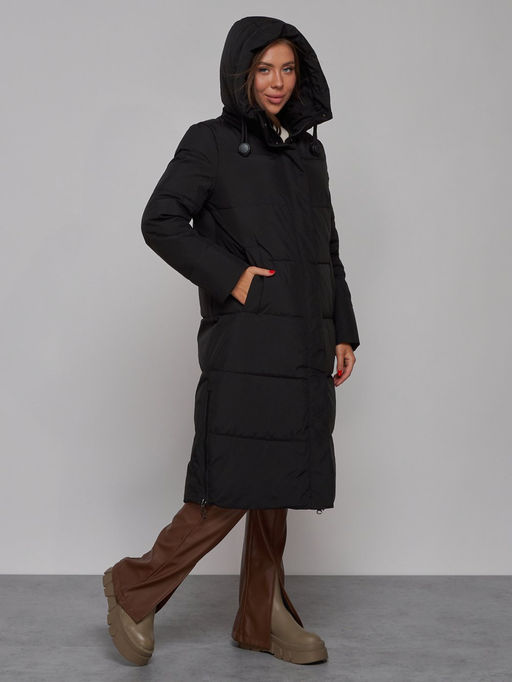 Пальто утепленное молодежное зимнее женское черного цвета 52329Ch - Holdluck фото 6