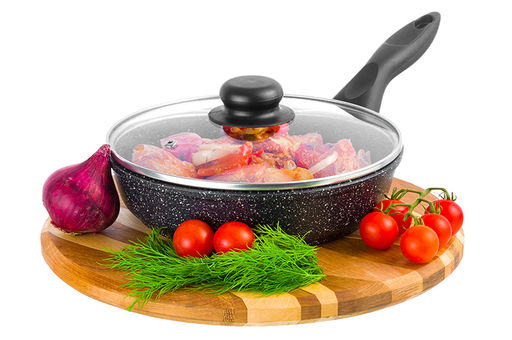 Сковорода глубокая 20 см ГАРМОНИЯ ВКУСА Черный мрамор С КРЫШКОЙ ф20, н/р, 35,5*21*10,5 см - Elan gallery фото 3