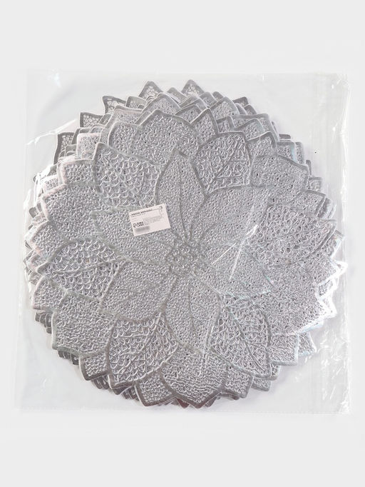 Цена за 12 шт. Салфетка сервировочная на стол Цветок, d=43 см, цвет серебряный - Simaland фото 15