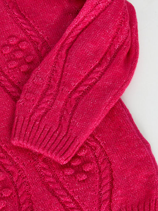 Bisiklet Yaka Kendinden Desenli Uzun Kollu K?z ?ocuk Triko Kazak - Waikiki фото 3