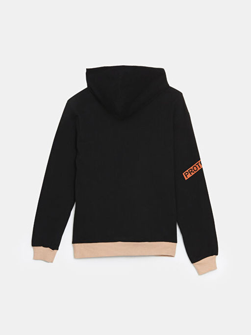 Kap??onlu Bask?l? Erkek ?ocuk Sweatshirt
