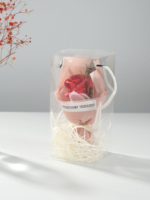 Букет из мыльных лепестков для ванны Роза подарочная в коробке, красный, 8.6?8.6?18.5 см - Simaland фото 4