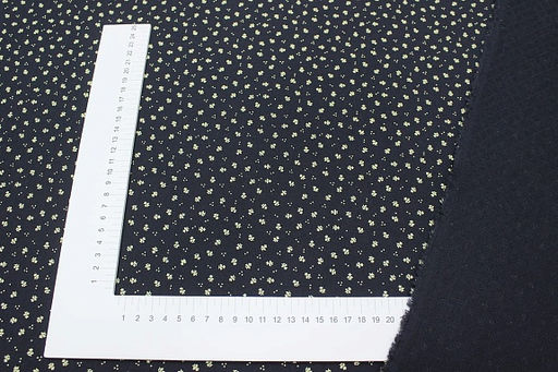 Муслин двухслойный с эф.фактурной стежки Микро цветочки на чернильно-черном, ш.1.4м, хл-100% - Купава фото 4