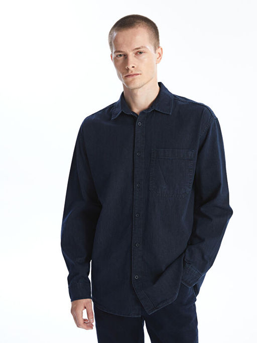 Rahat Kal?p Uzun Kollu Erkek Jean G?mlek