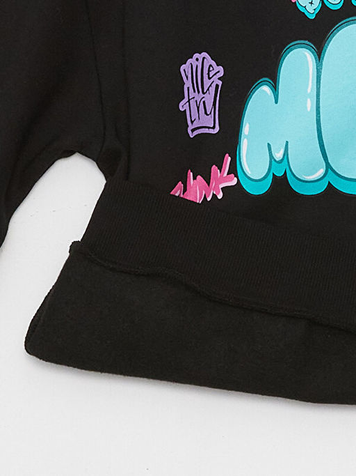 Bisiklet Yaka Bask?l? Uzun Kollu K?z ?ocuk Sweatshirt - Waikiki фото 2