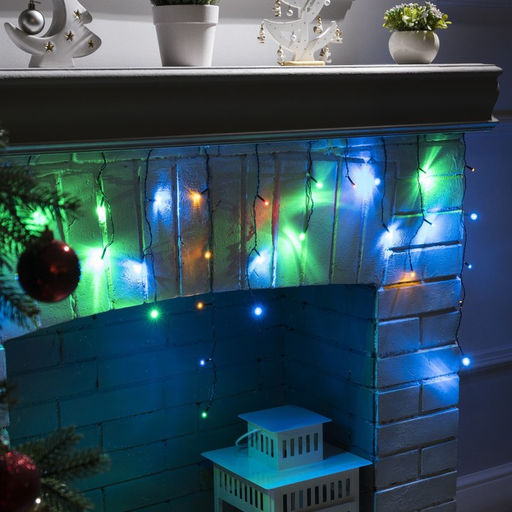 Гирлянда Бахрома 1.8?0.5 м, IP20, тёмная нить, 48 LED, свечение мульти, 8 режимов, 220 В - Luazon lighting фото 3