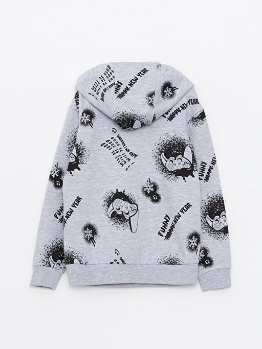 Kap??onlu Bask?l? Uzun Kollu Erkek ?ocuk Sweatshirt - Waikiki фото 2