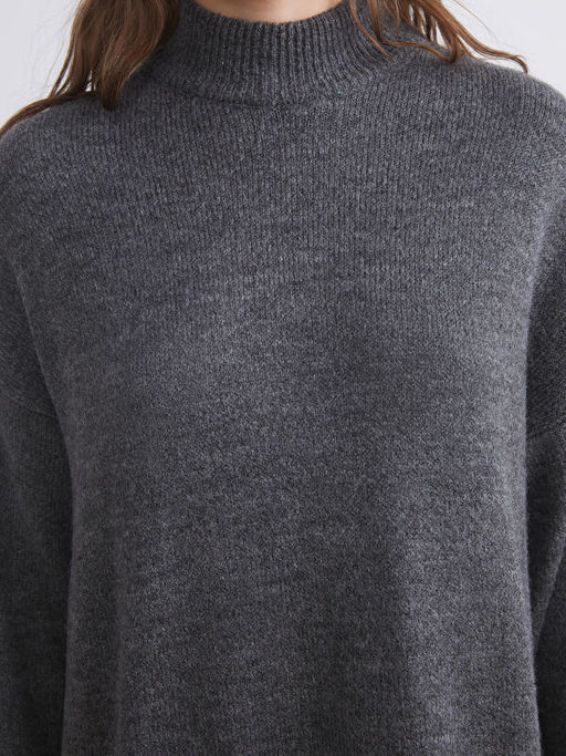 Dik Yaka Triko Elbise