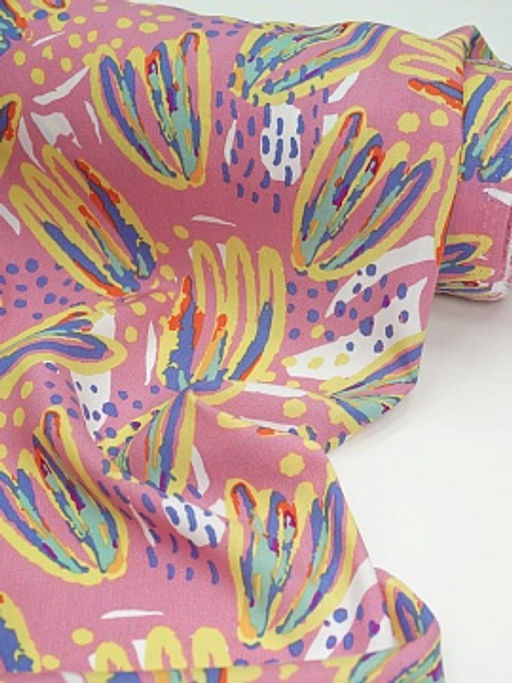 Штапель Яркая фантазия цв.розовый интенсивный, ш.1.45м, вискоза-100%, 105гр/м.кв